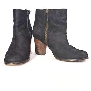 Cole Haan X Nike Air Black Cassidy Ankle Boot Block Heel Nubuck Suede Leather 7